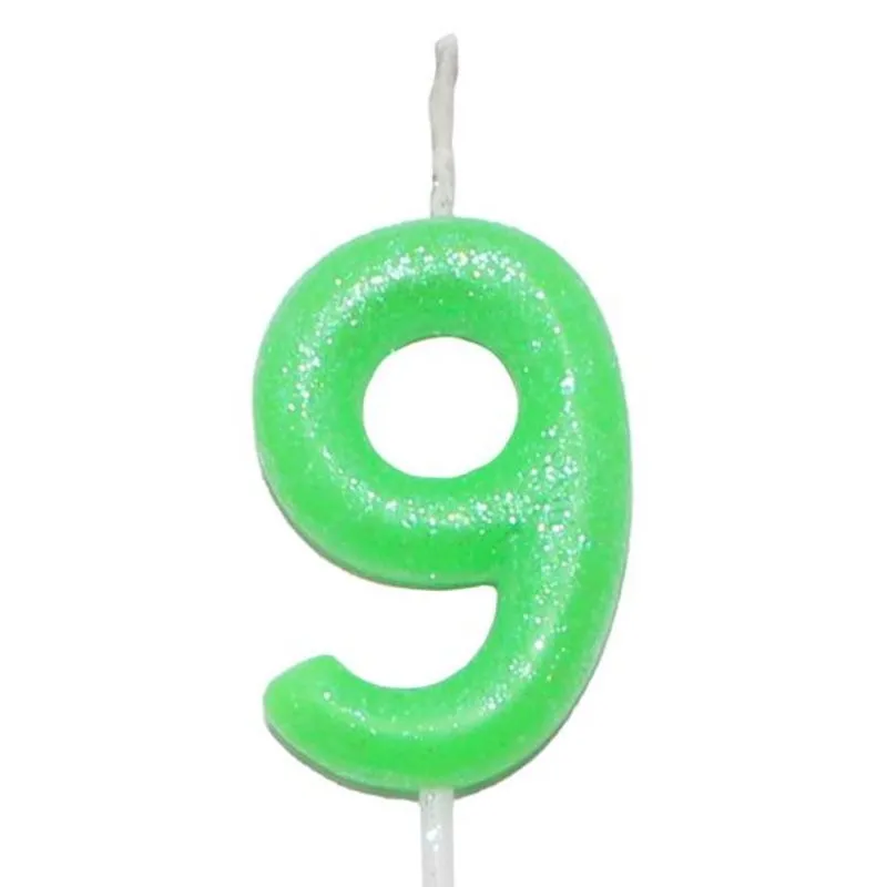 Vela Verde Neon Número 9