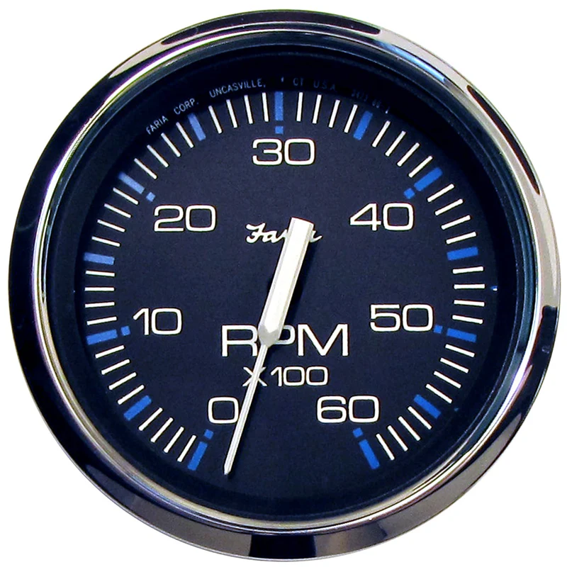 Faria Chesapeake Black 4" Tachometer - 6000 RPM (Gas) (Inboard I/O)