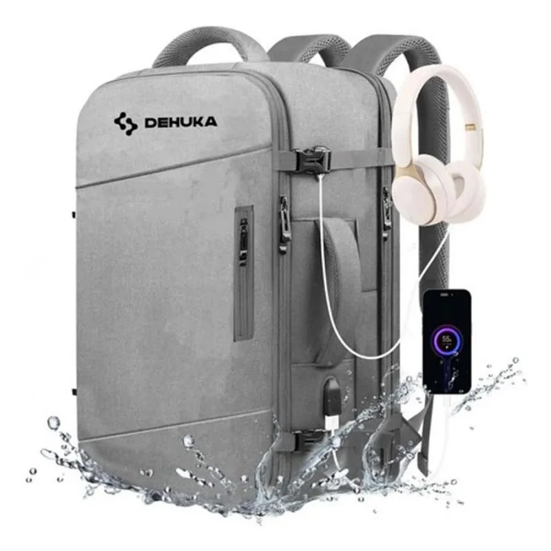 Mochila Impermeable De Viaje Con Cierres Reforzados Y Bolsillos Expandible Internos Carry On Dehuka