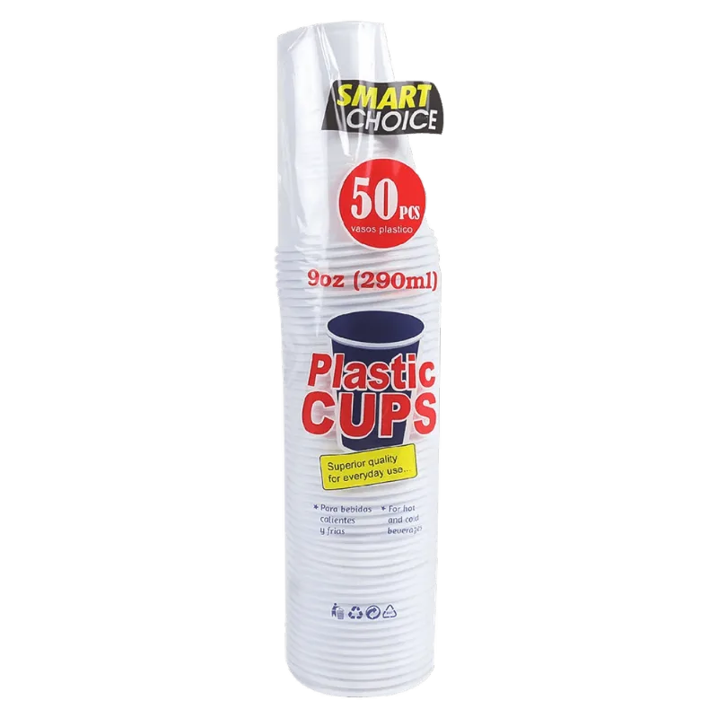 Vaso Plástico Blanco Smart Choice|9 oz|50 Unidades Vaso Plástico Blanco Smart Choice 9Oz (50Uni