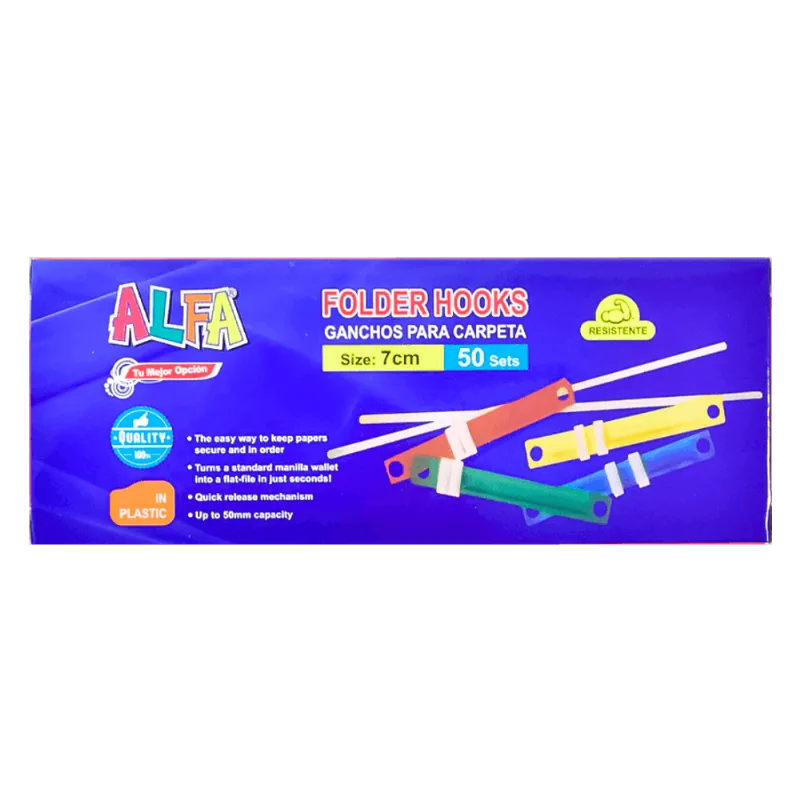 Gancho Plástico para Folder Set 50 Piezas