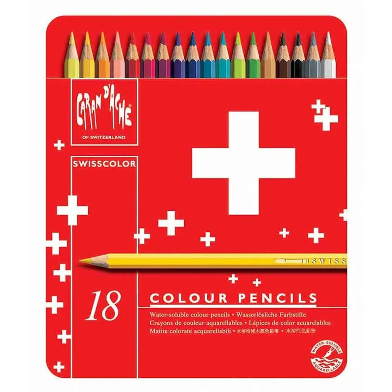 Lapis Aquarelavel Carand'Ache Swisscolor Com 18 Cores