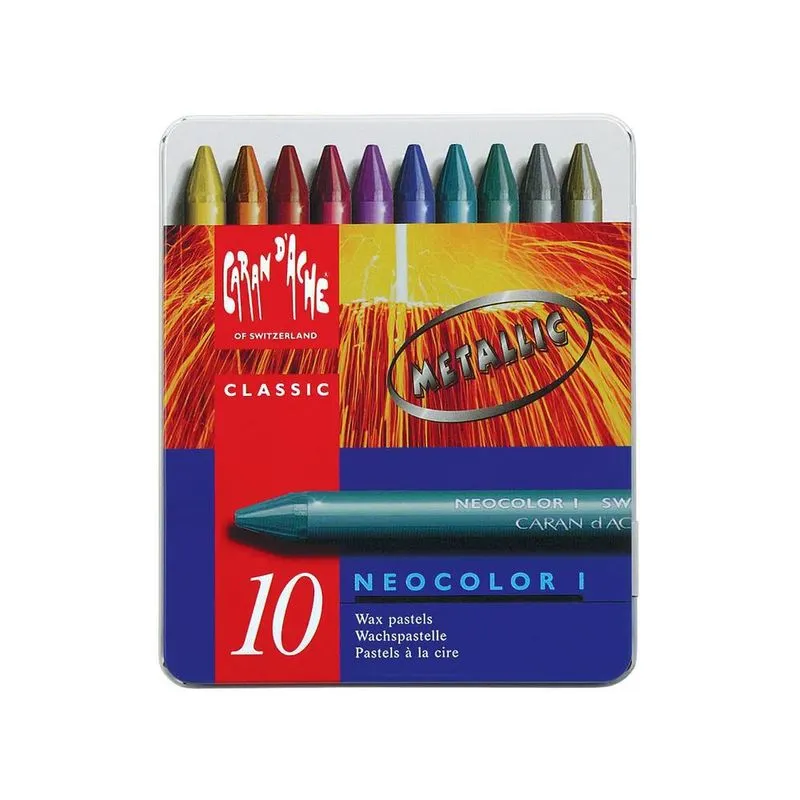 Pastel Oleoso Caran D'ache Neocolor I Metálico Com 10 Cores
