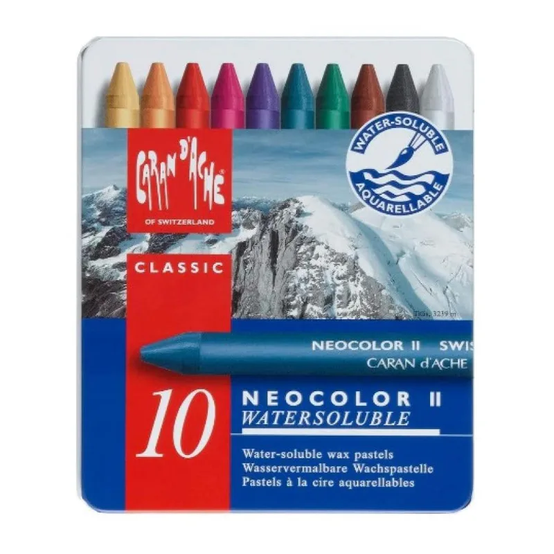 Pastel Oleoso Aquarelável Caran D'ache Neocolor Ii 10 Cores