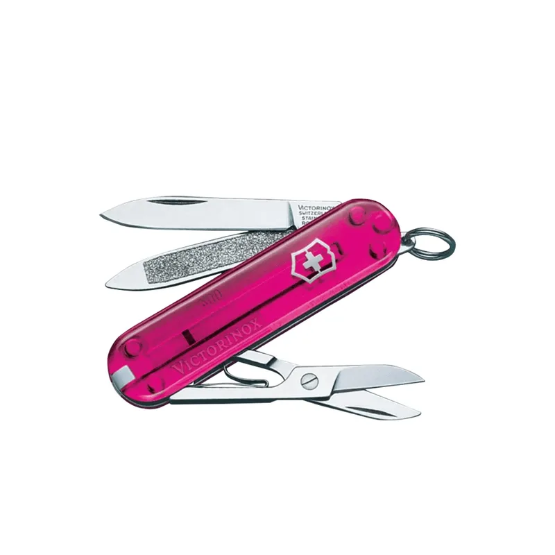 Canivete Inox Multifunção Classic Rosa Pink Translucido 7 Funções - Victorinox