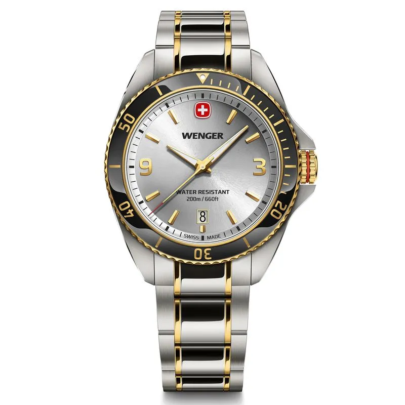 RELÓGIO WENGER EXECUTIVE 40MM COM DOURADO E MOSTRADOR PRATA EXECUTIVE