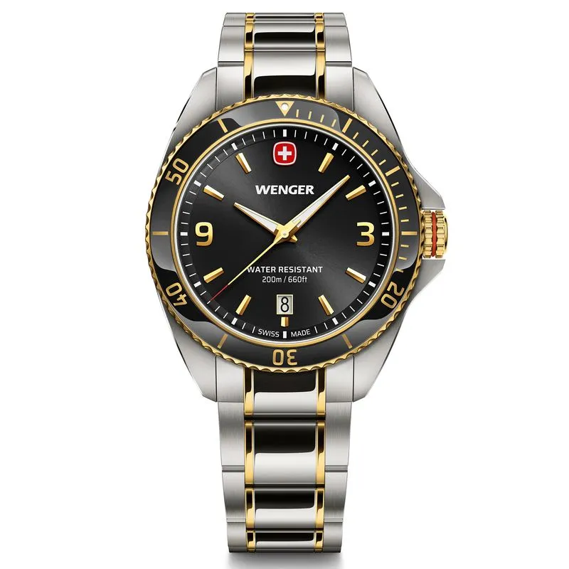 RELÓGIO WENGER EXECUTIVE 40MM DETALHE DOURADO MOSTRADOR PRETO EXECUTIVE 40MM COM DETALHES DOURADOS E MOSTRADOR PRETO