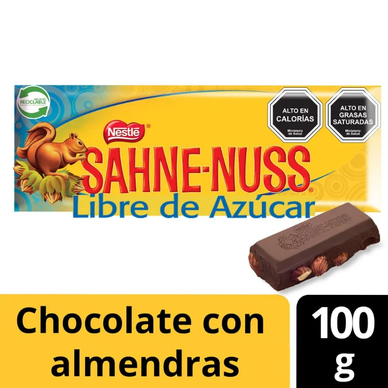 Chocolate Sahne Nuss Libre de Azúcar Barra 100 g