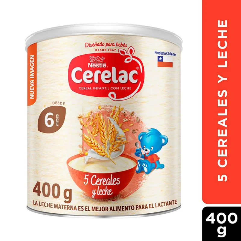 Cereal Infantil Cerelac 5 Cereales y Leche 400 g