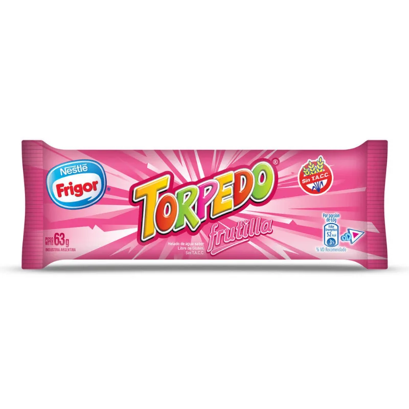 Helado de agua Frigor torpedo frutilla 63 g.