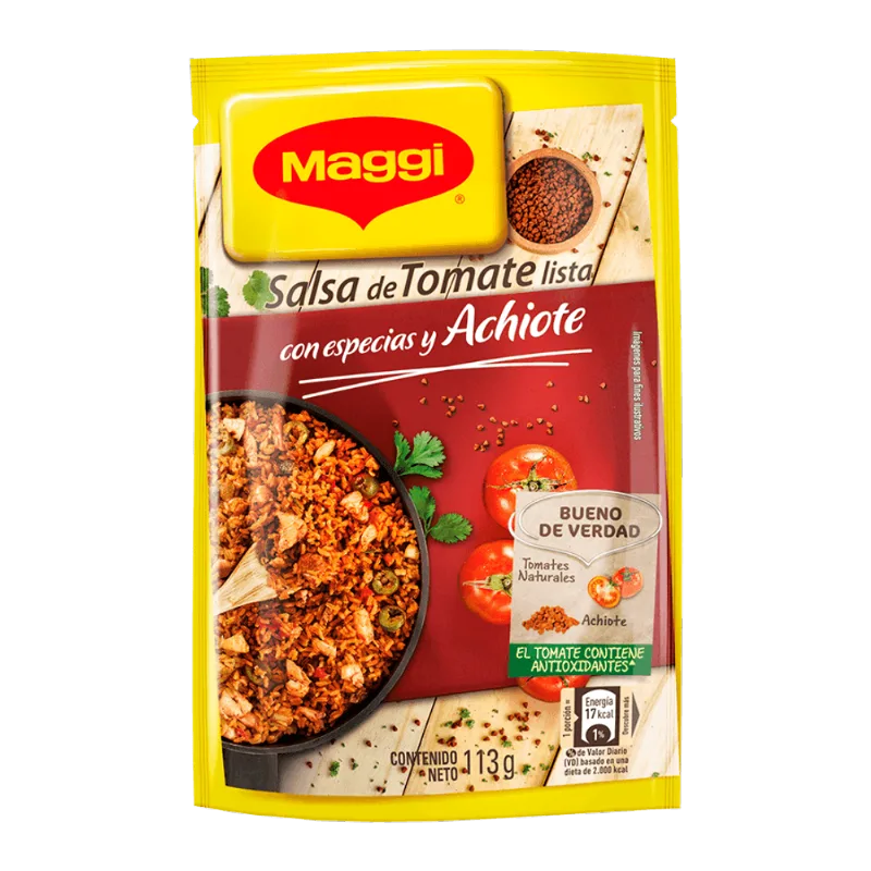 Salsa de Tomate Lista con Especias y Achiote Maggi|113g Salsa de Tomate Lista con Especias y Achiote Maggi|13g