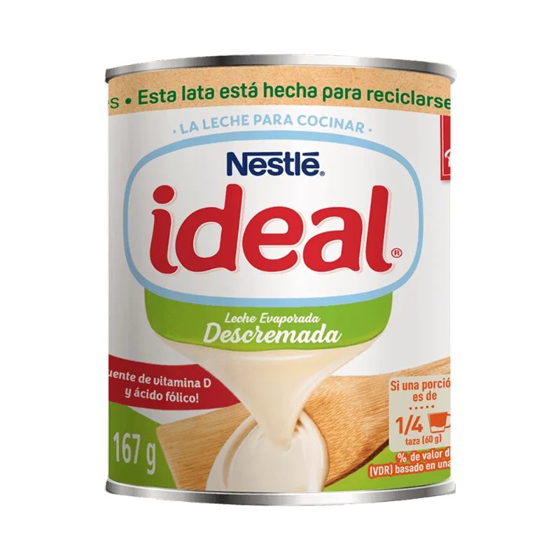 Leche Evaporada Ideal Descremada|167g IDEAL® Leche Evaporada Descremada Lata 167g