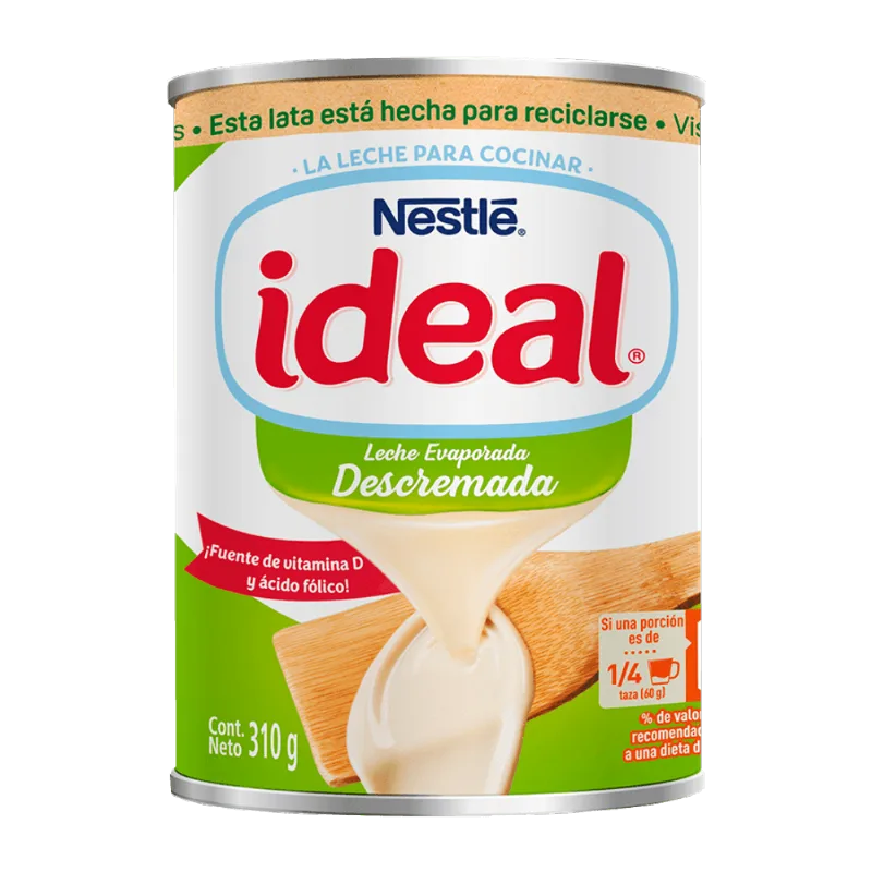 Leche Evaporada Ideal Descremada|310g IDEAL® Leche Evaporada Descremada Lata 310g