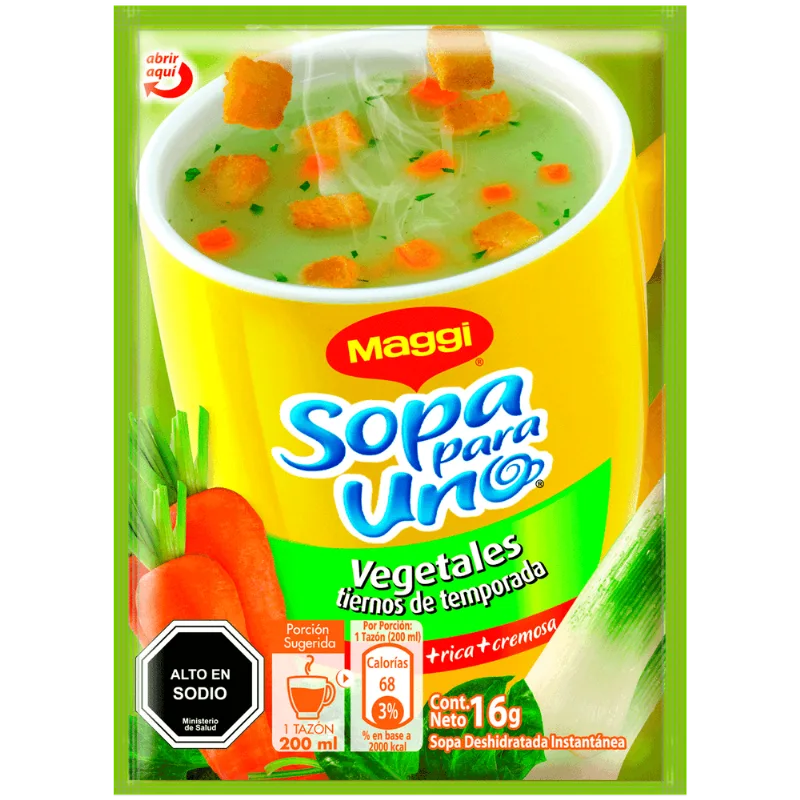 Sopa para Uno Maggi Vegetales Sobre 16 g