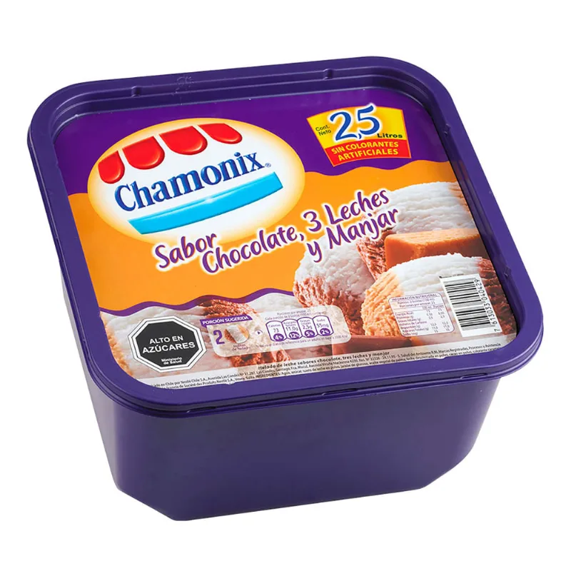 Helado Chamonix Chocolate 3 Leches Manjar 2,5L