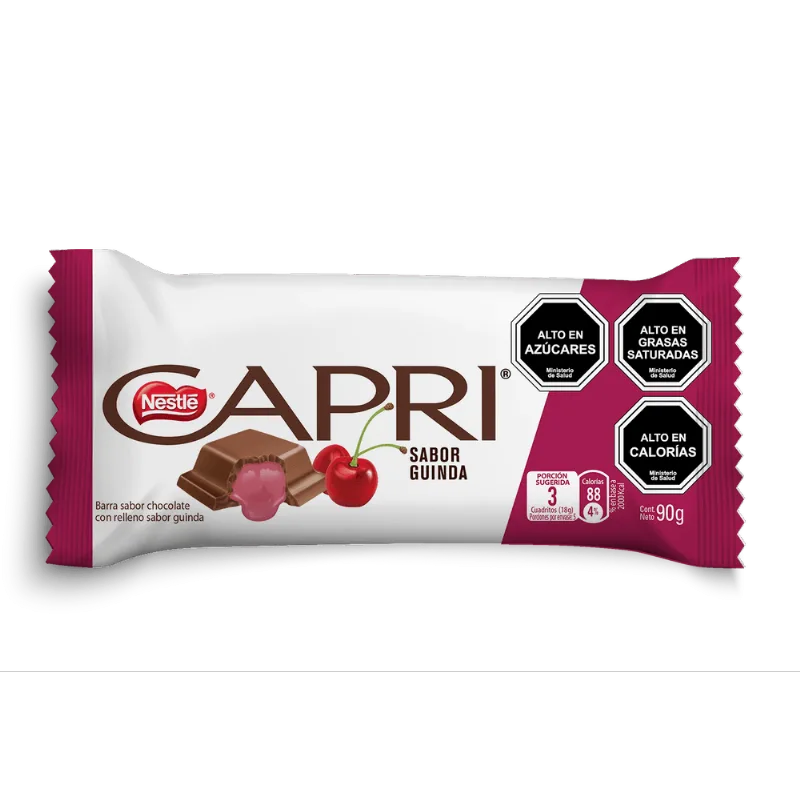 Chocolate de Leche Capri Relleno Guinda 90 g