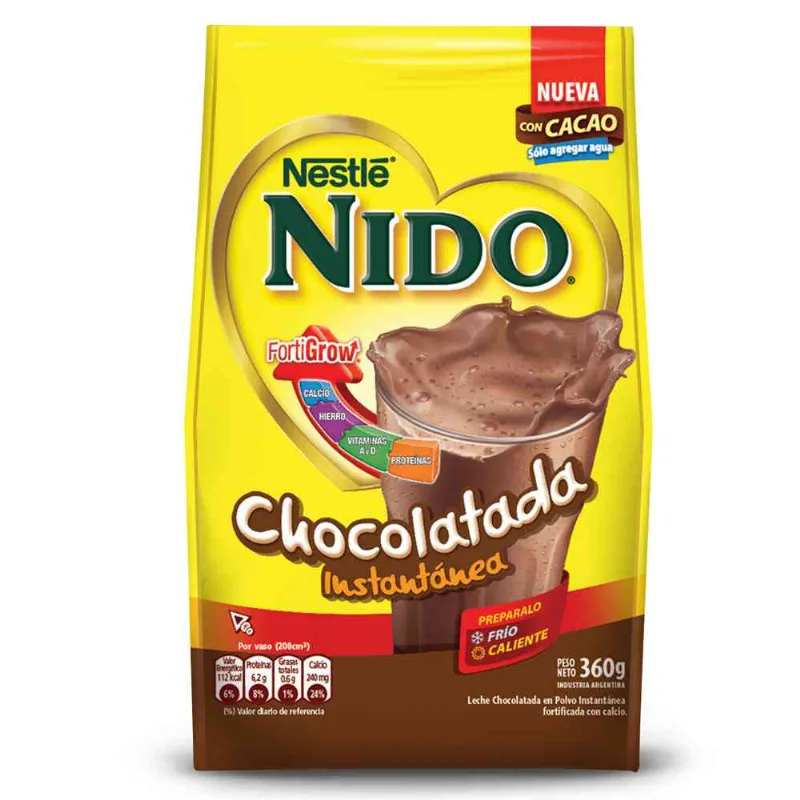 Leche En Polvo Nido Entera Chocolate 360 Gr