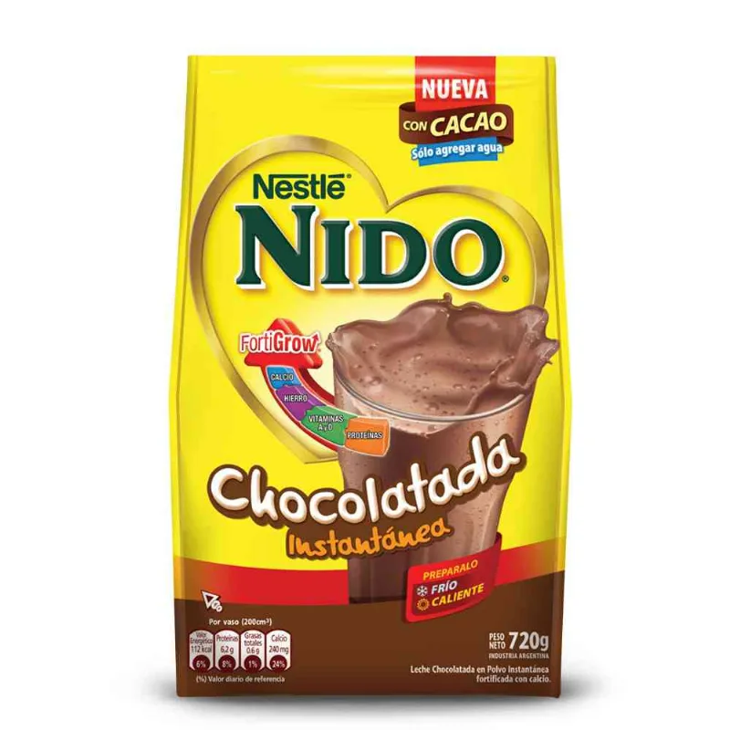 Leche En Polvo Nido Entera Chocolate 720 Gr