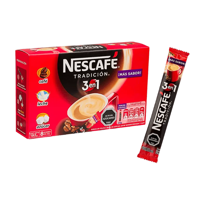 Café Nescafé Tradición 3 en 1 - 24 g 8 un.