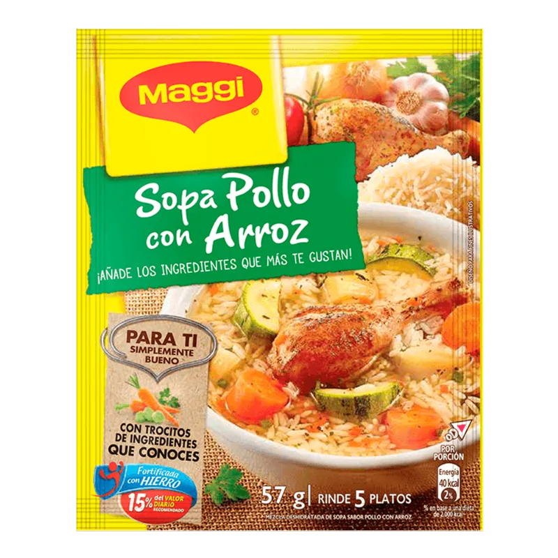 Sopa Pollo con Arroz|57g MAGGI® Sopa Pollo con Arroz Sobre 57g