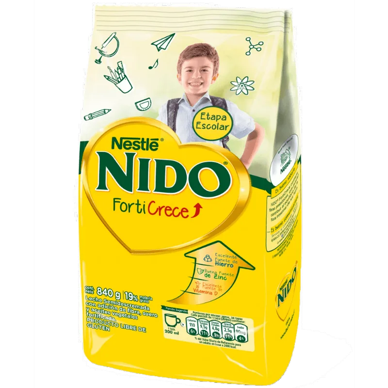 Leche en Polvo Nido Forticrece Semidescremada 840 g