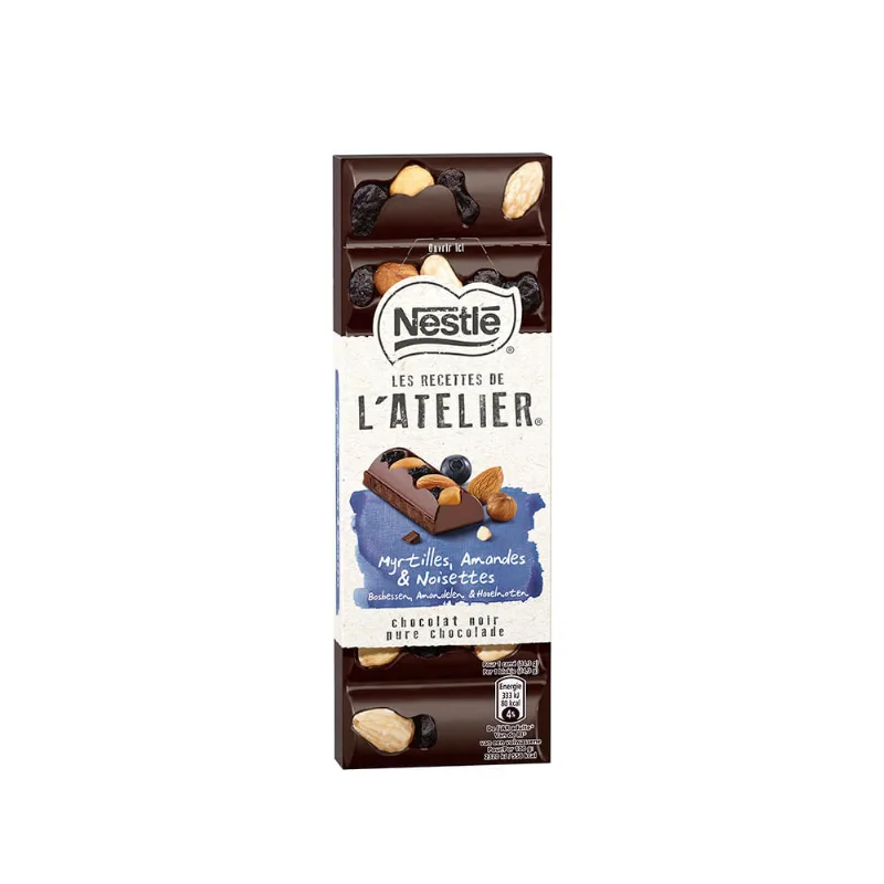 Chocolate Amargo Nestlé L'atelier Con Arándanos, Avellanas Y Almendras 100 Gr