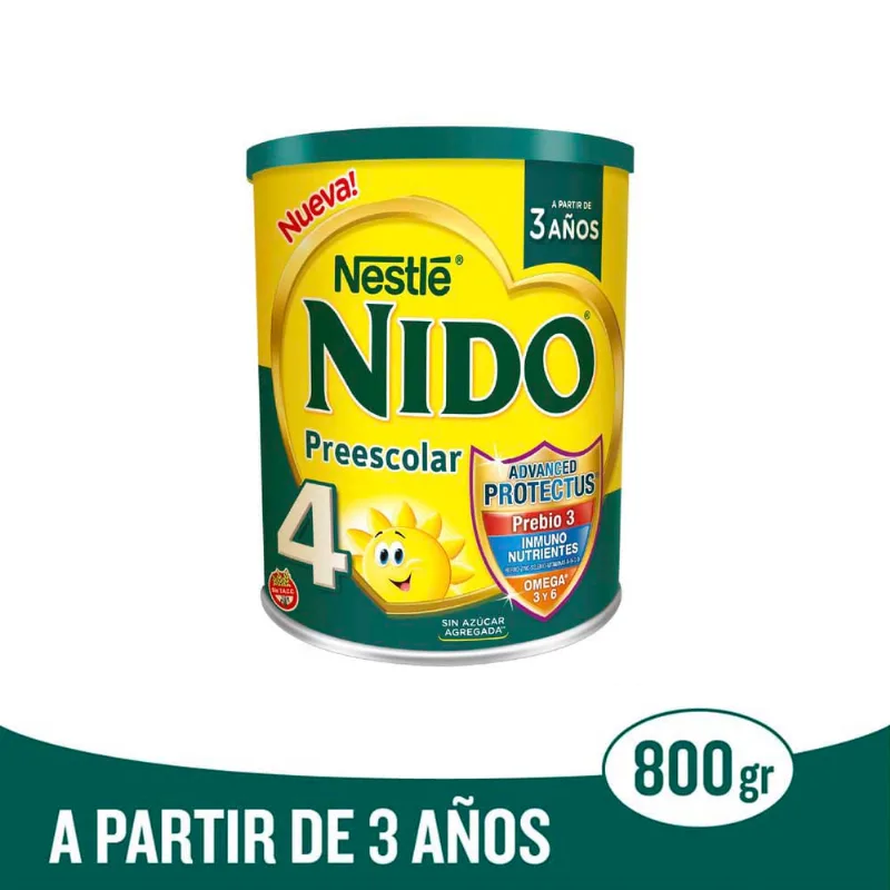Leche En Polvo Nido 4 Lata 800 Gr
