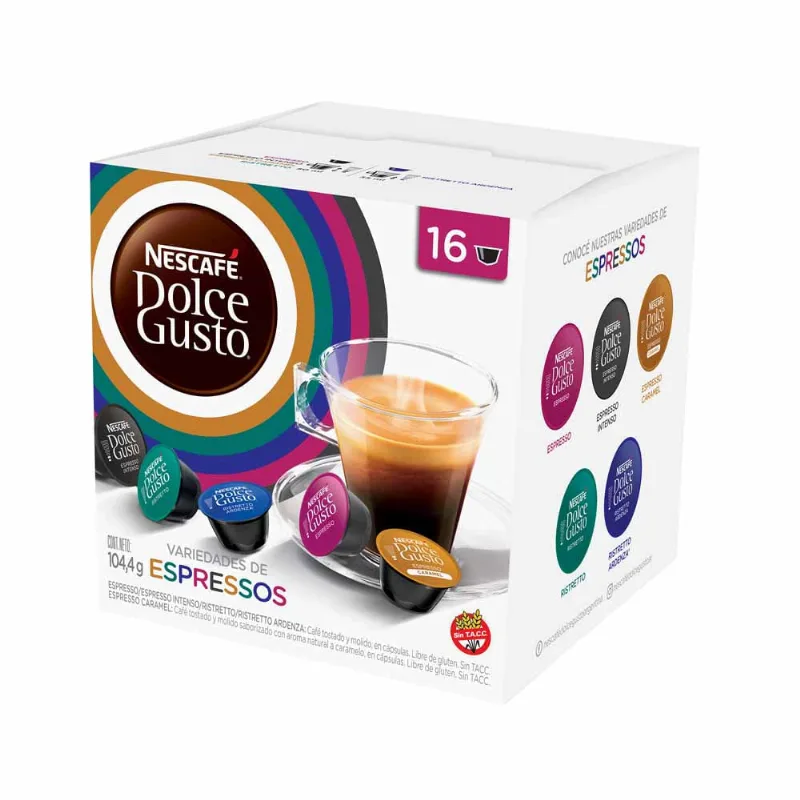 Cafe Nescafe Dolce Gusto Capsulas Variedad De Espressos X104,4g Cafe Nescafe Dolce Gusto Cap Variedad 104.4g