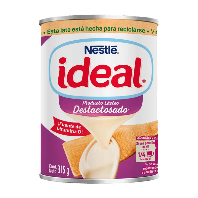 Leche Evaporada Ideal Deslactosada|315g IDEAL® Leche Evaporada Deslactosada Lata 315g