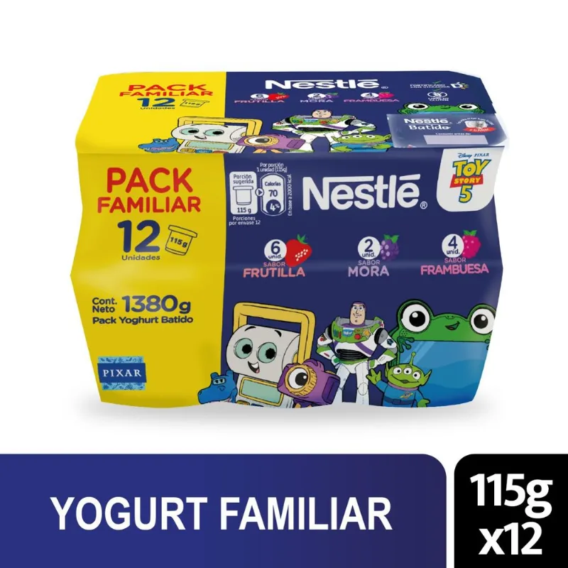 Pack 12 un. Yogurt Batido Nestlé Berries 115 g