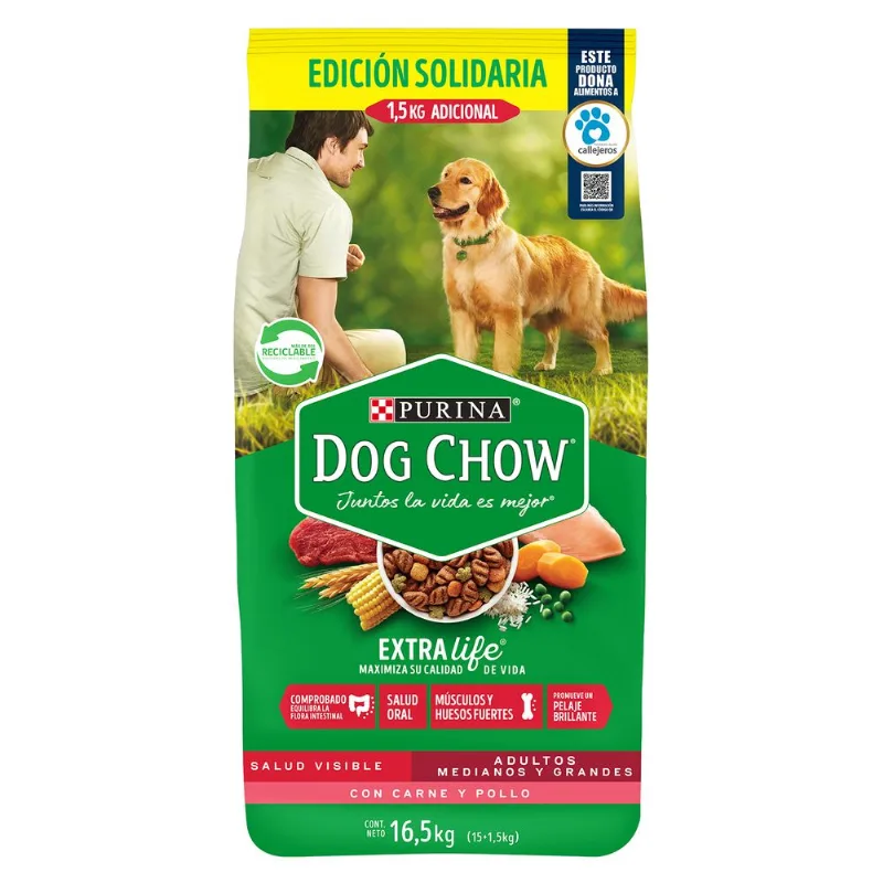 Alimento Perro Adulto Dog Chow Mediano Grande 16.5 kg