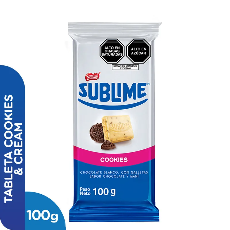 Chocolate NESTLÉ Sublime Blanco con Galletas y Maní Bolsa 100g
