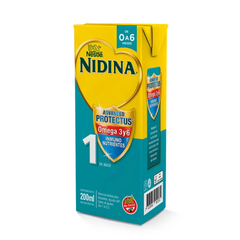 Leche fluida infantil Nidina 1 200 cc.