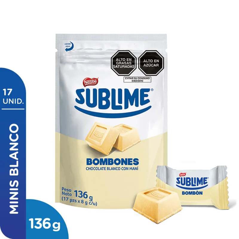 Bombones de Chocolate Blanco SUBLIME Doypack 136g