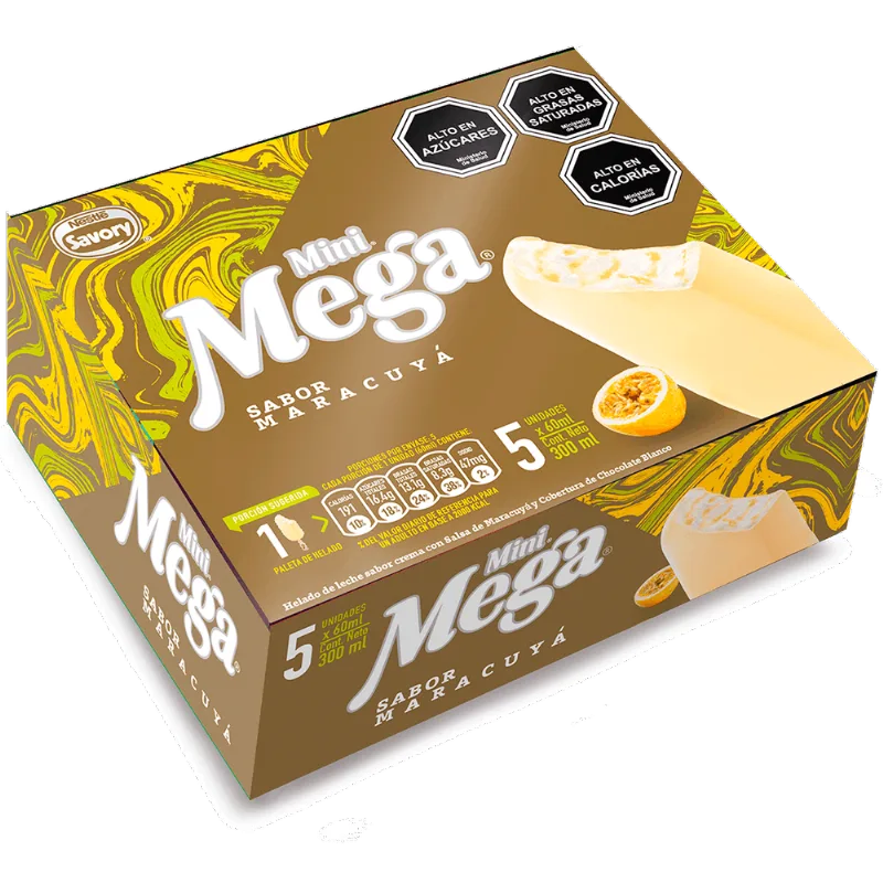 Helado Mega Blanco Maracuyá Mini Multipack 5X60 ml