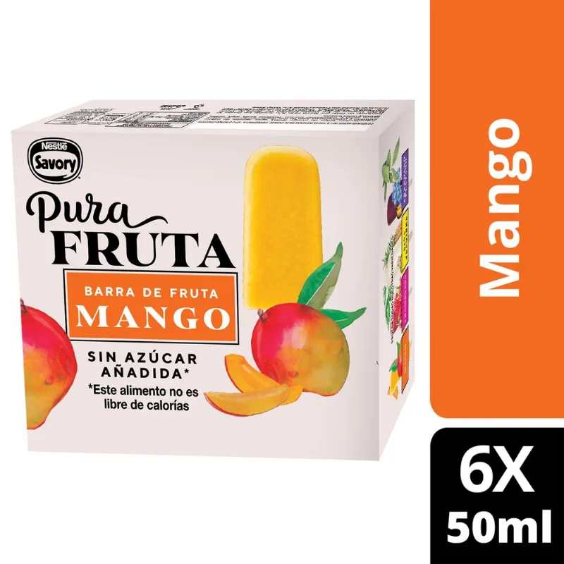 Helado Savory Pura Fruta Multipack Mango 50 ml 6 un.