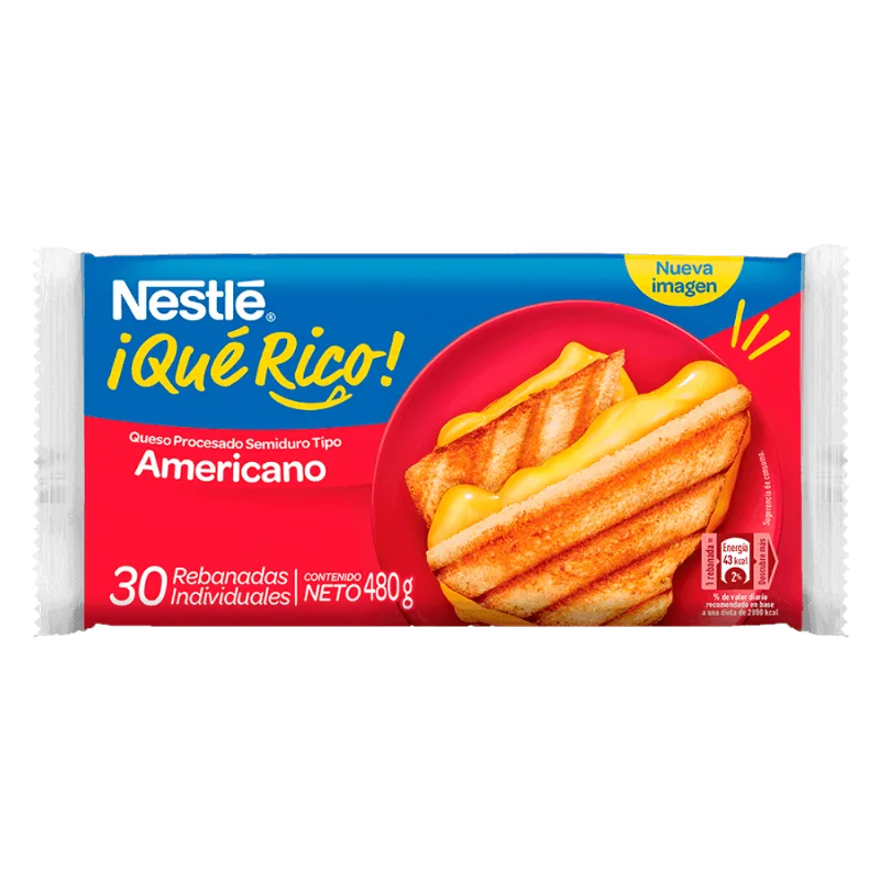 Nestlé ¡Qué Rico! Queso Americano|30 Rebanadas Nestlé ¡Qué Rico! Queso Americano 30 Rebanadas