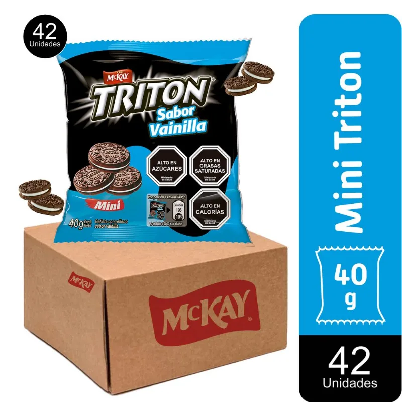 Caja 42 un. Galletas Mckay Triton Mini Vainilla 40 g