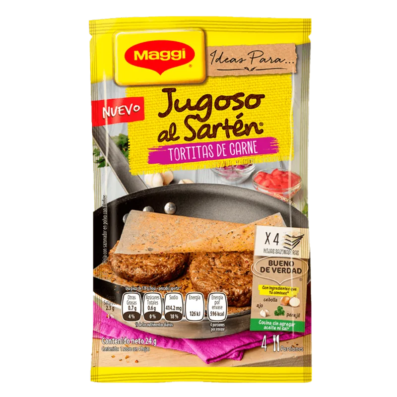 Jugoso al Sartén Tortitas de Carne Maggi|24gr