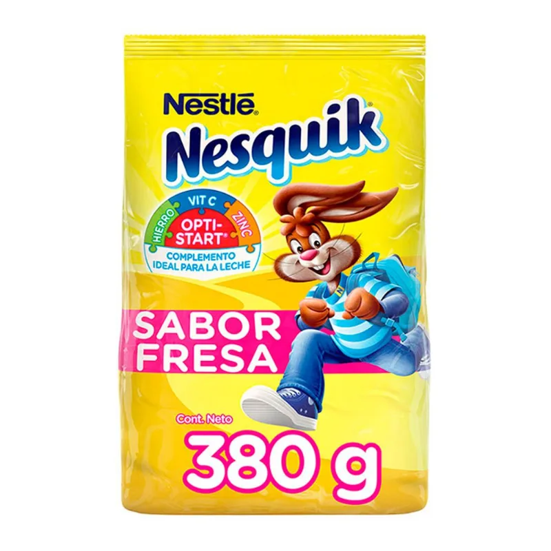 Nesquik En Polvo Sabor Fresa 180g Mezclador Nutricional Sabor A Fresa Nesquik