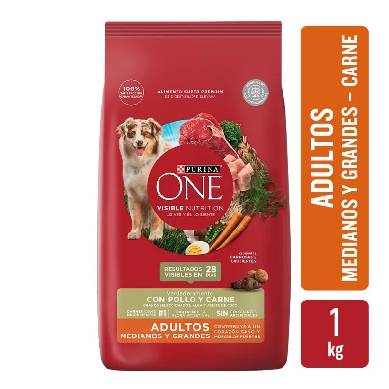 Alim Purina One Adulto Med Grd Carne 1k