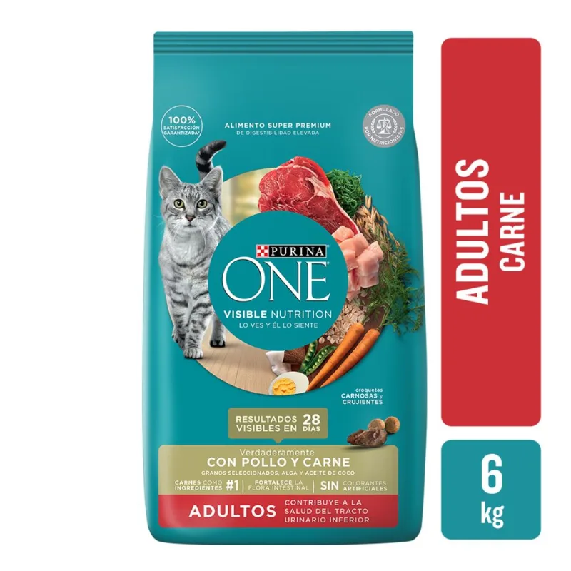 Alimento seco para gato Purina One 6 kg. carne