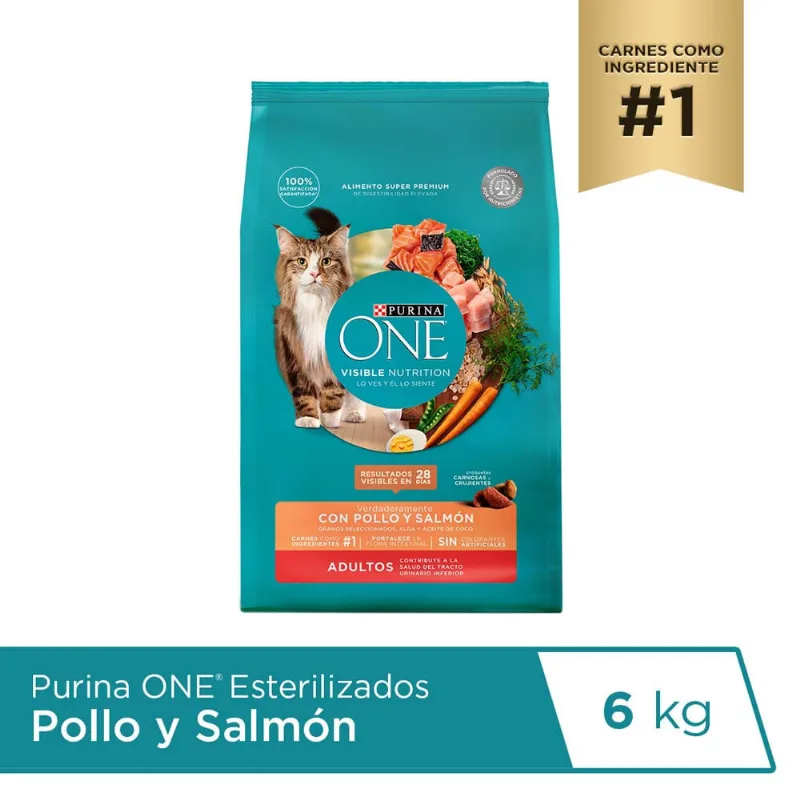 Alimento seco para gato Purina One 6 kg. salmón
