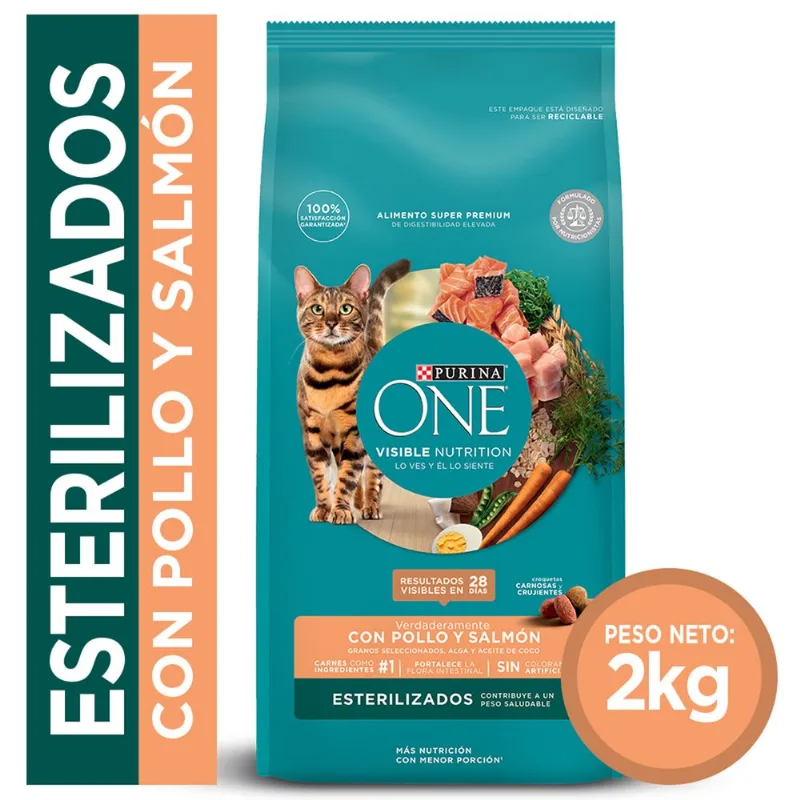 Alimento para Gato PURINA One Esterilizado Sabor Salmón en Bolsa de 2 kg