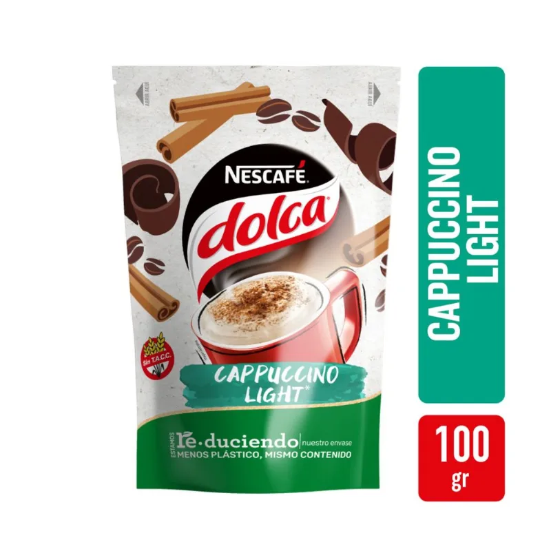 Café cappuccino Dolca light redu doy pack 100 g.
