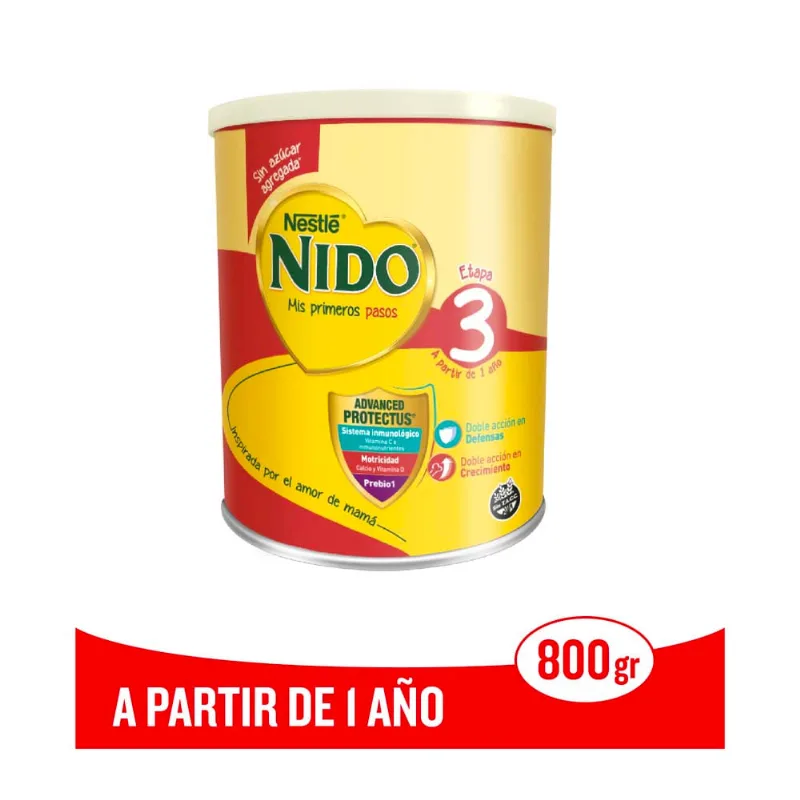 Leche En Polvo Infantil Nido 3 Defensa Lata X800gr