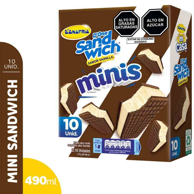 Helados D'ONOFRIO Mini Sandiwch Caja 10un