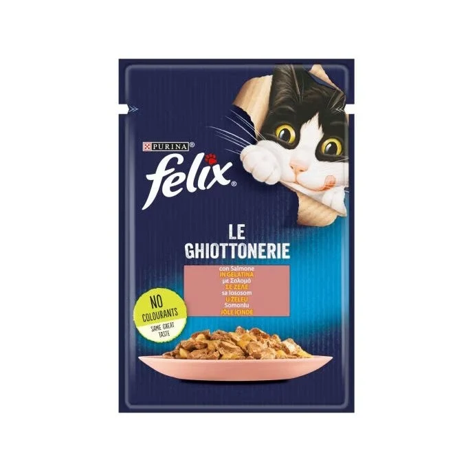 Purina Felix Le Ghiottonerie Gusto Salmone Cibo Umido Gatti Adulti Busta 85g