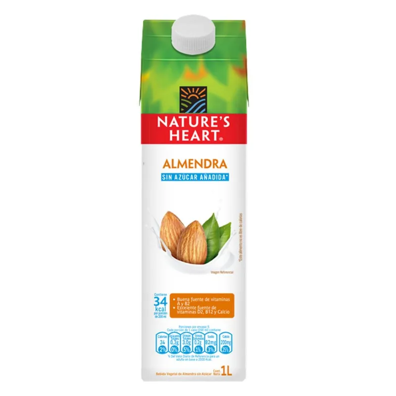 Bebida Vegetal Nature's Heart Almendra Sin Azúcar Añadida 1 L