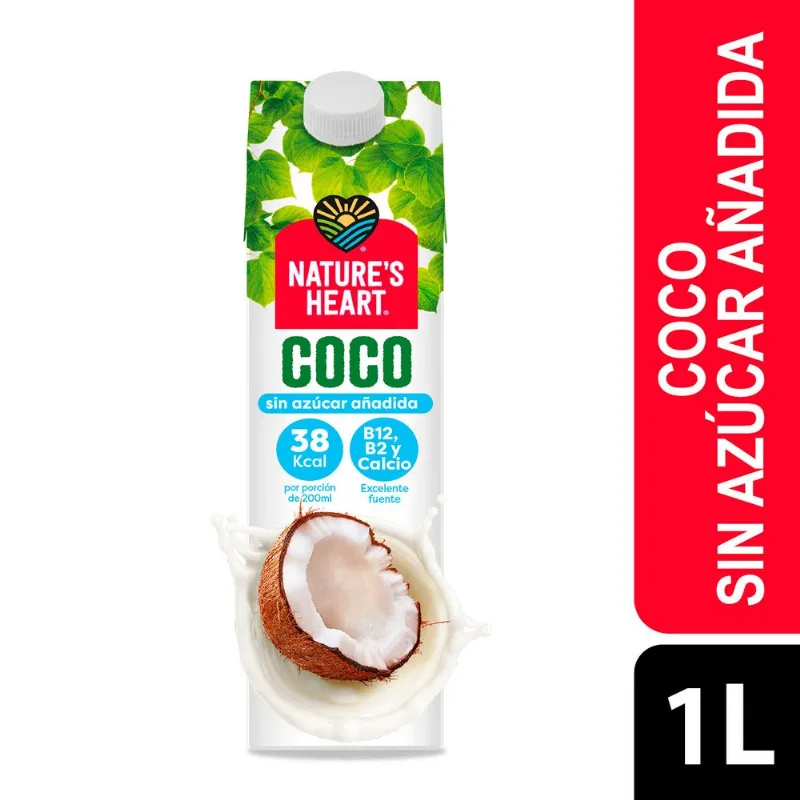 Bebida Vegetal Nature's Heart Coco Sin Azúcar Añadida 1 L